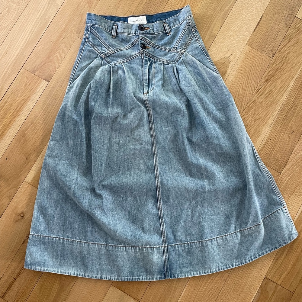 THE.GREAT Denim Field Skirt